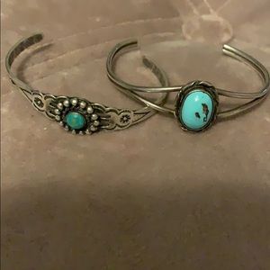 2 antique Native Americans baby cuff bracelets